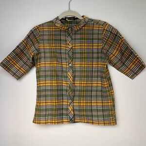 Vintage Cotton Short-Sleeve Plaid Shirt